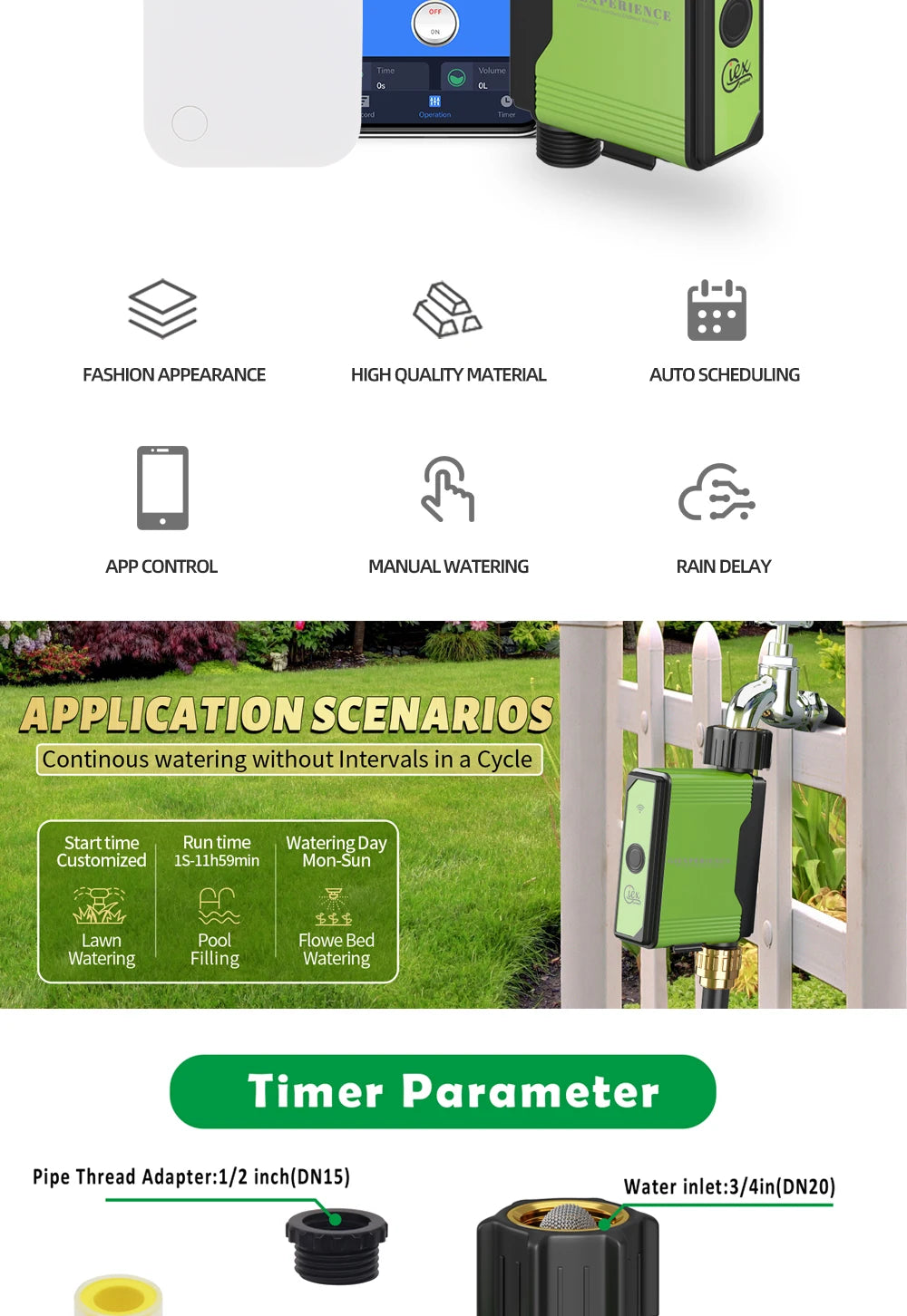 Smart Zigbee WiFi Garden Watering Timer