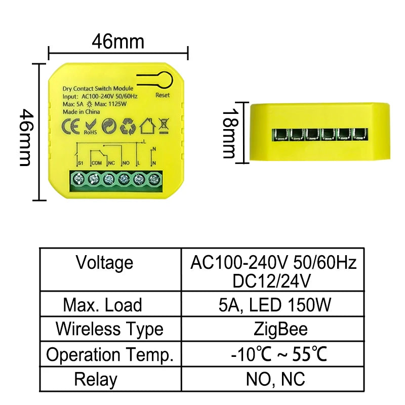 Smart ZigBee Dry Contact Switch Relay